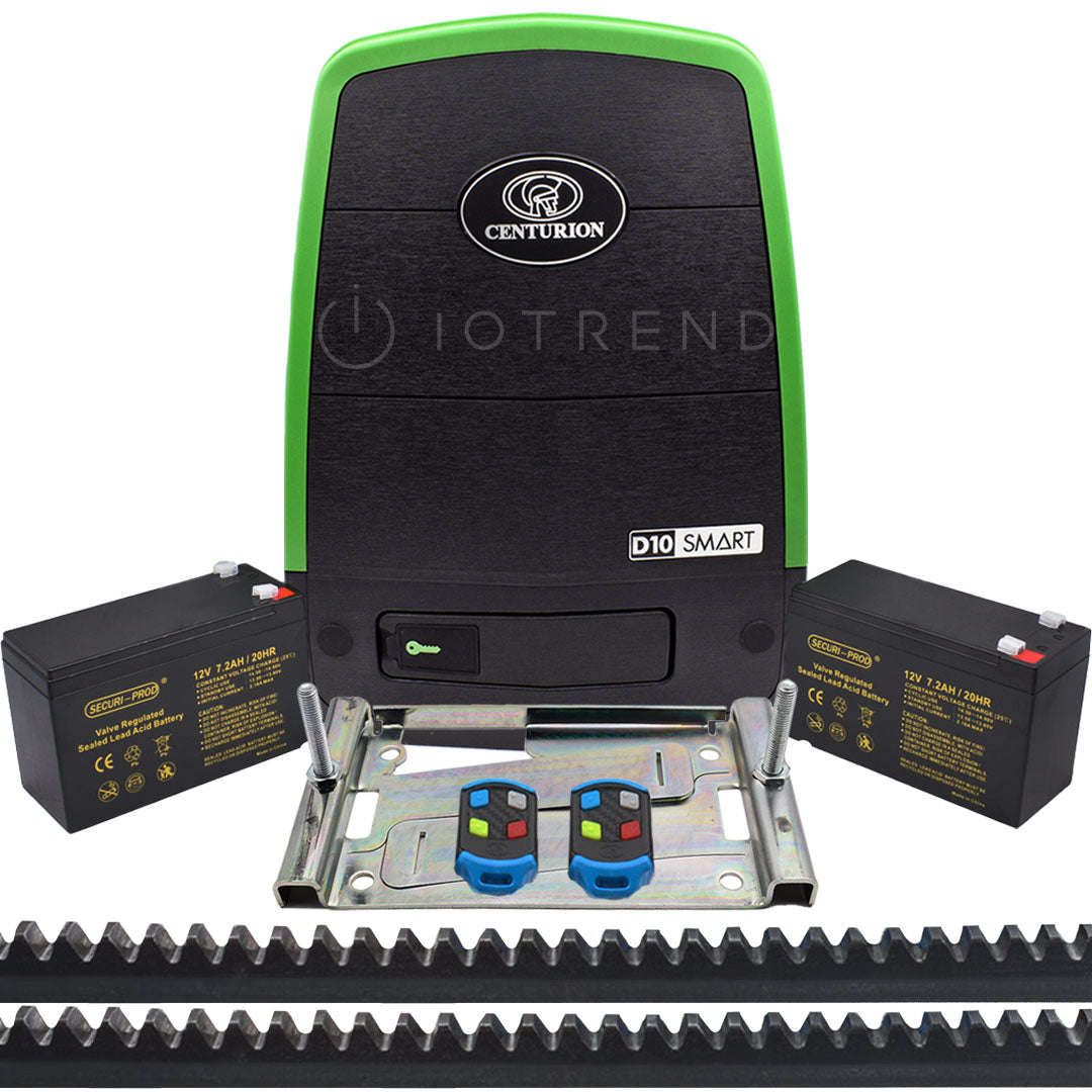 Centurion D10 SMART Gate Motor Kit with Batteries, Remotes, Base Plate and Steel  Rack
