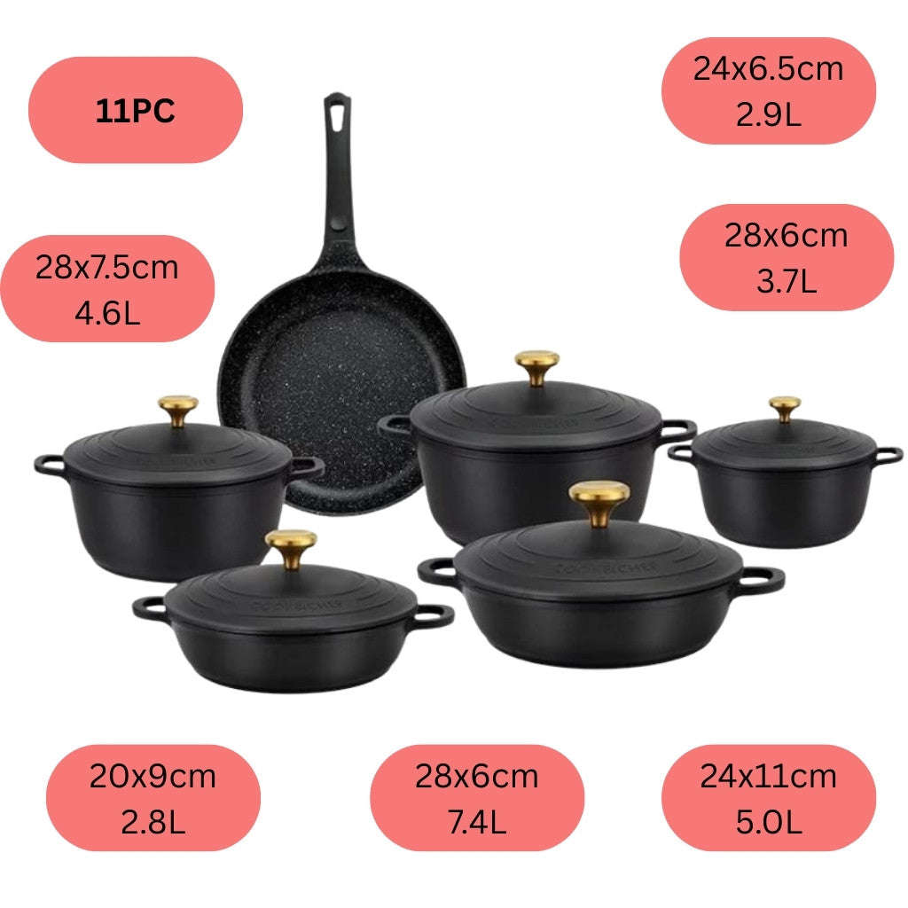 11pc Die-Cast Aluminium Cookware Set