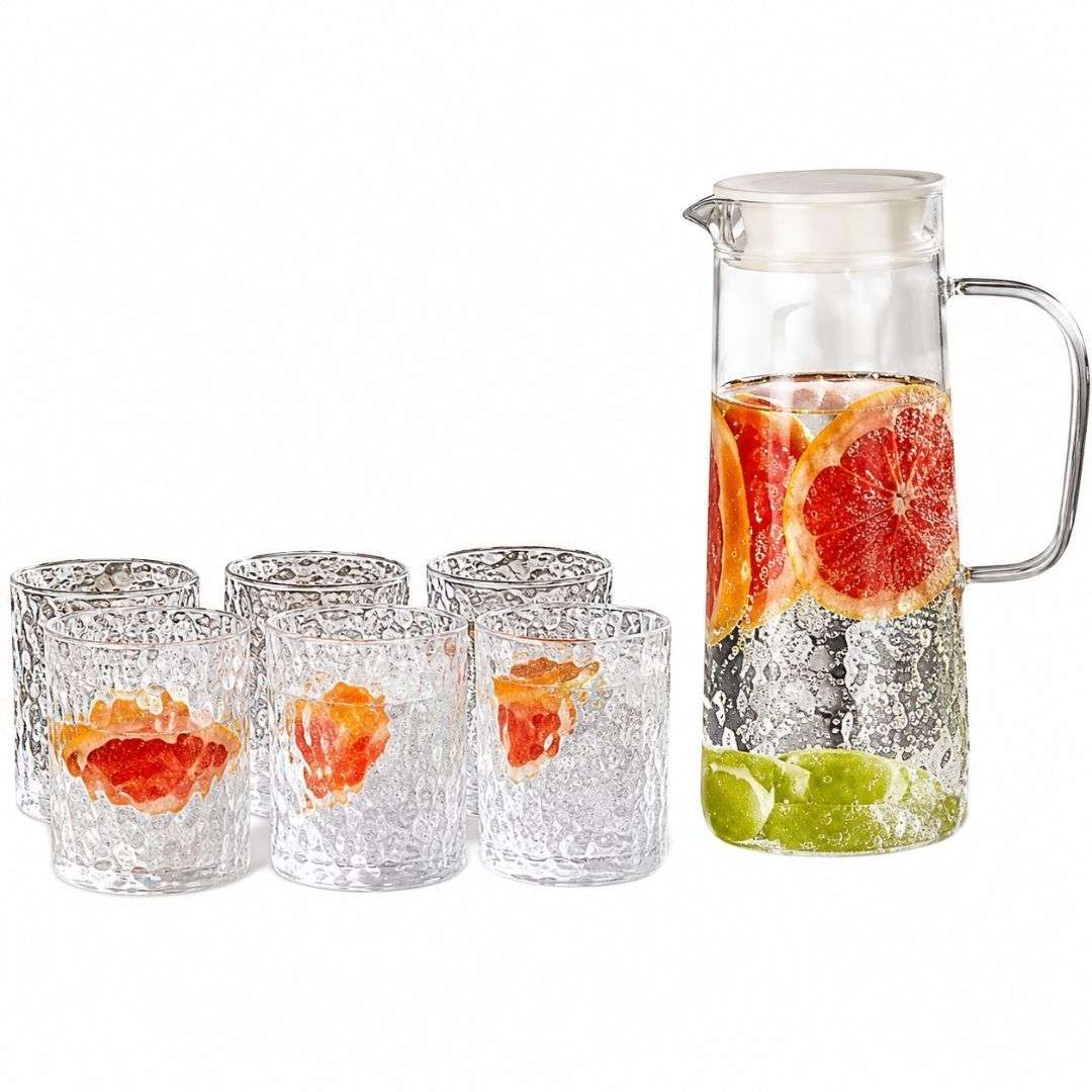 Drinking Glass & Jug Set - 7Pc