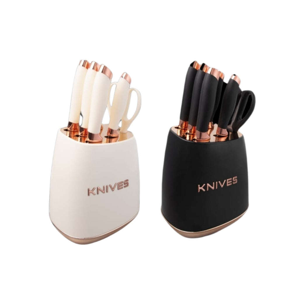 Milano Knife Set 7pc Gold Trim