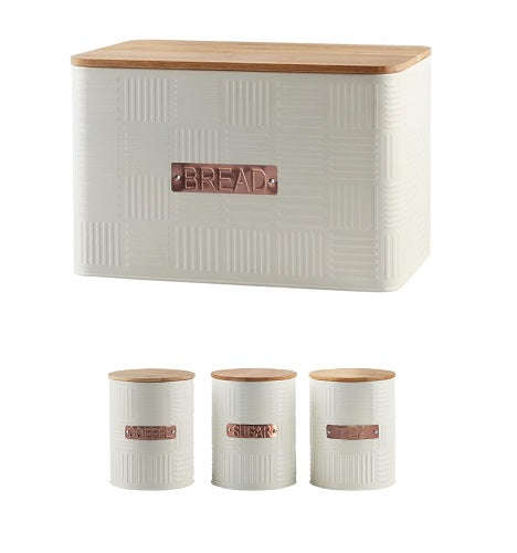 Bread Bin & Canister Set - 4pc Bamboo - Cream