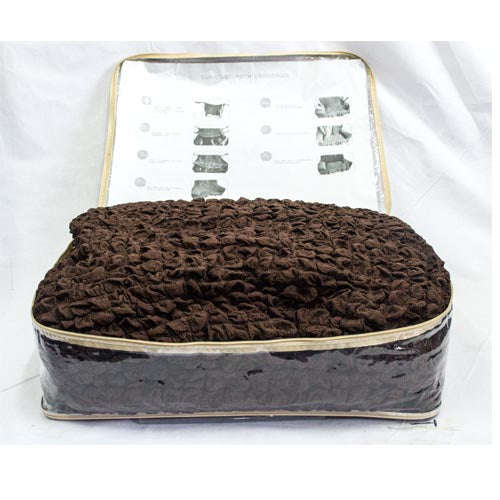 Sofa Covers - Stretch - 2+2+1+1 / Brown / Frilled