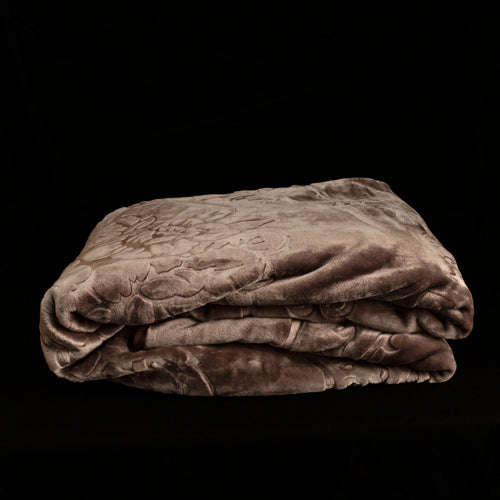 Blankets - Diamond/Gold Mink - Queen Size - Brown