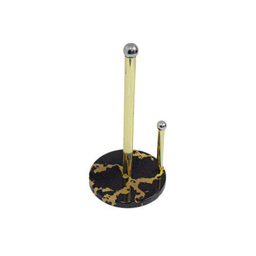 Paper Towel Holder - Marble - Black & Gold