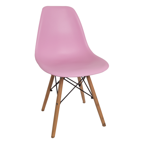 Wooden Leg Chair - PINK(SECOND HAND)(SCRATCHES)