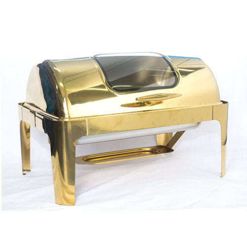 Chafing Dish - Rectangular Gold with glass