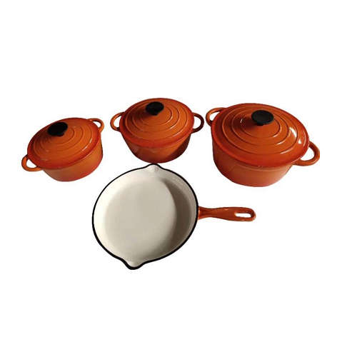 Cast Iron Pot Set - 7pc - Orange