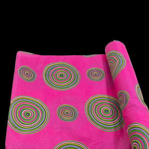 Printed Polycotton - Venda Circle - Per meter / Pink