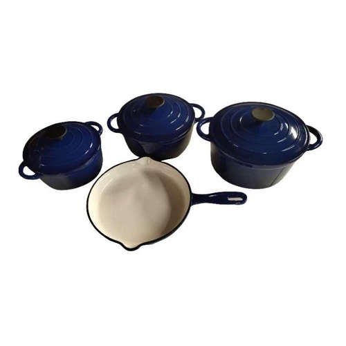 Cast Iron Pot Set - 7pc - Navy Blue