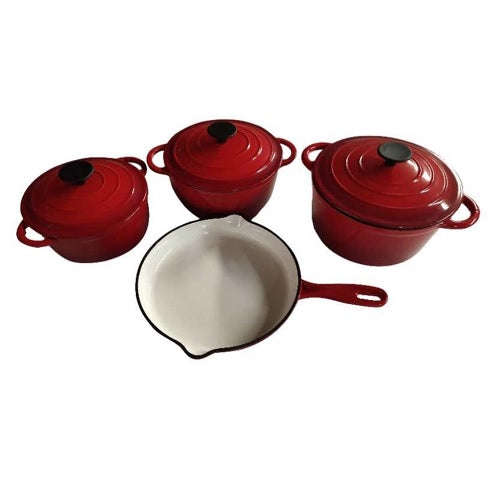 Cast Iron Pot Set - 7pc - Red