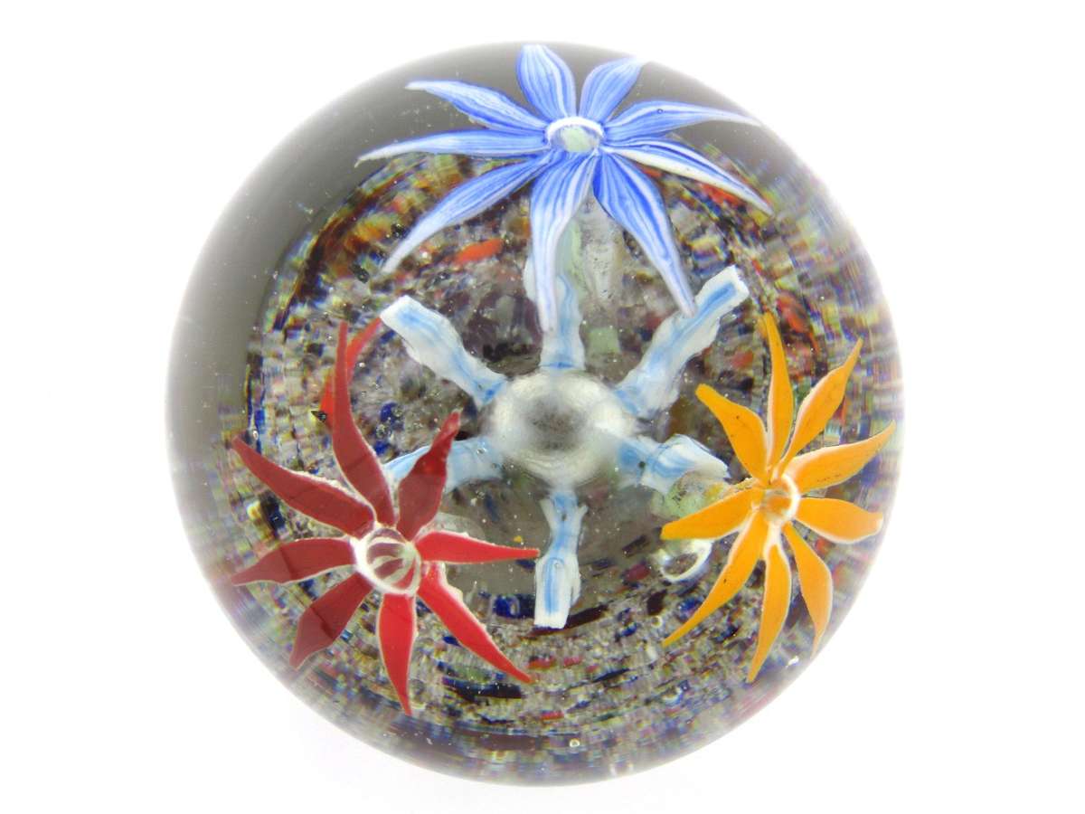 Murano Art Glass flower paperweight, Circa 1988.