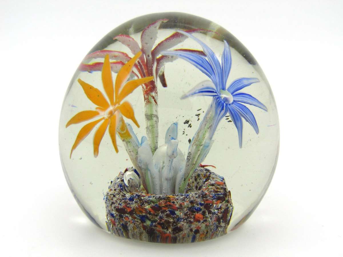 Murano Art Glass flower paperweight, Circa 1988.