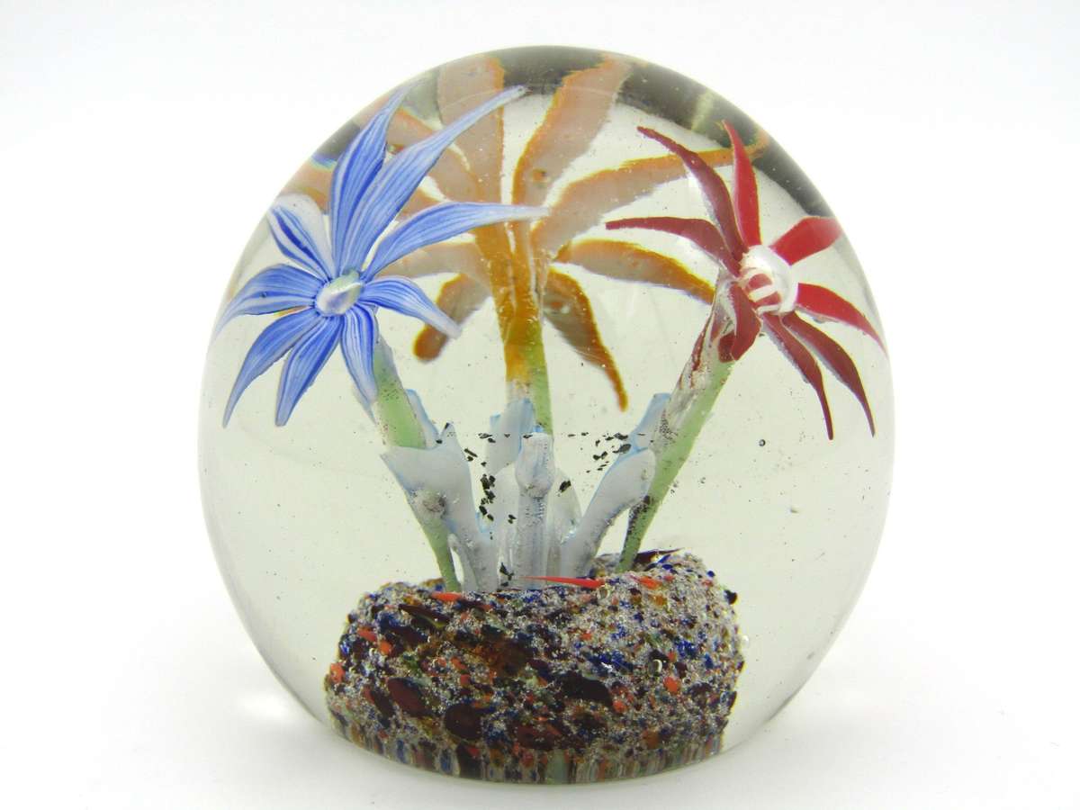 Murano Art Glass flower paperweight, Circa 1988.