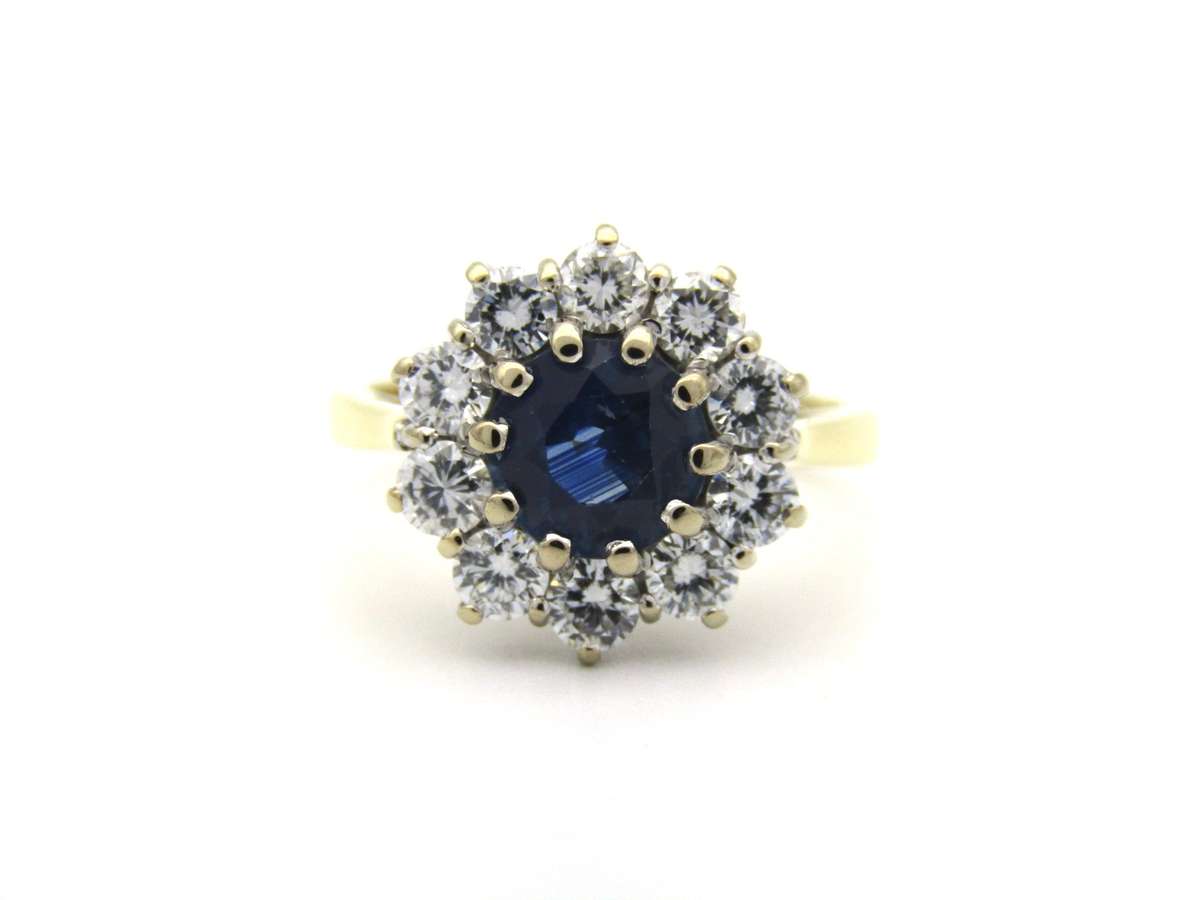 18K gold sapphire and diamond ring, London, 1995.