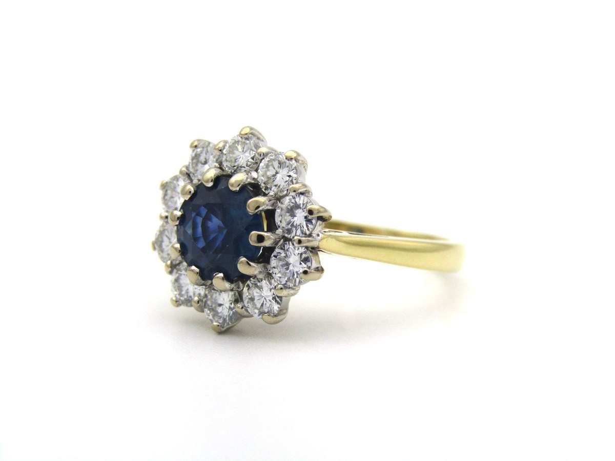18K gold sapphire and diamond ring, London, 1995.