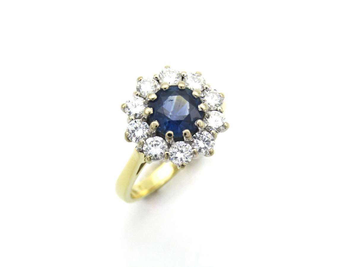 18K gold sapphire and diamond ring, London, 1995.