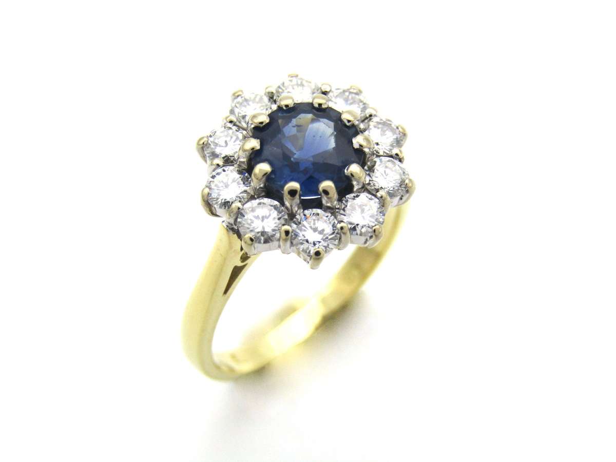 18K gold sapphire and diamond ring, London, 1995.