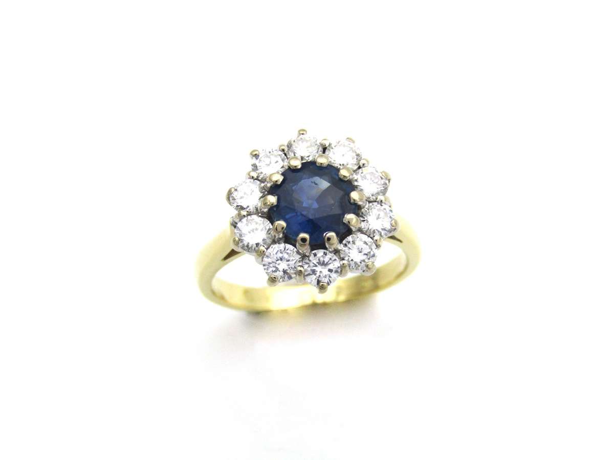 18K gold sapphire and diamond ring, London, 1995.