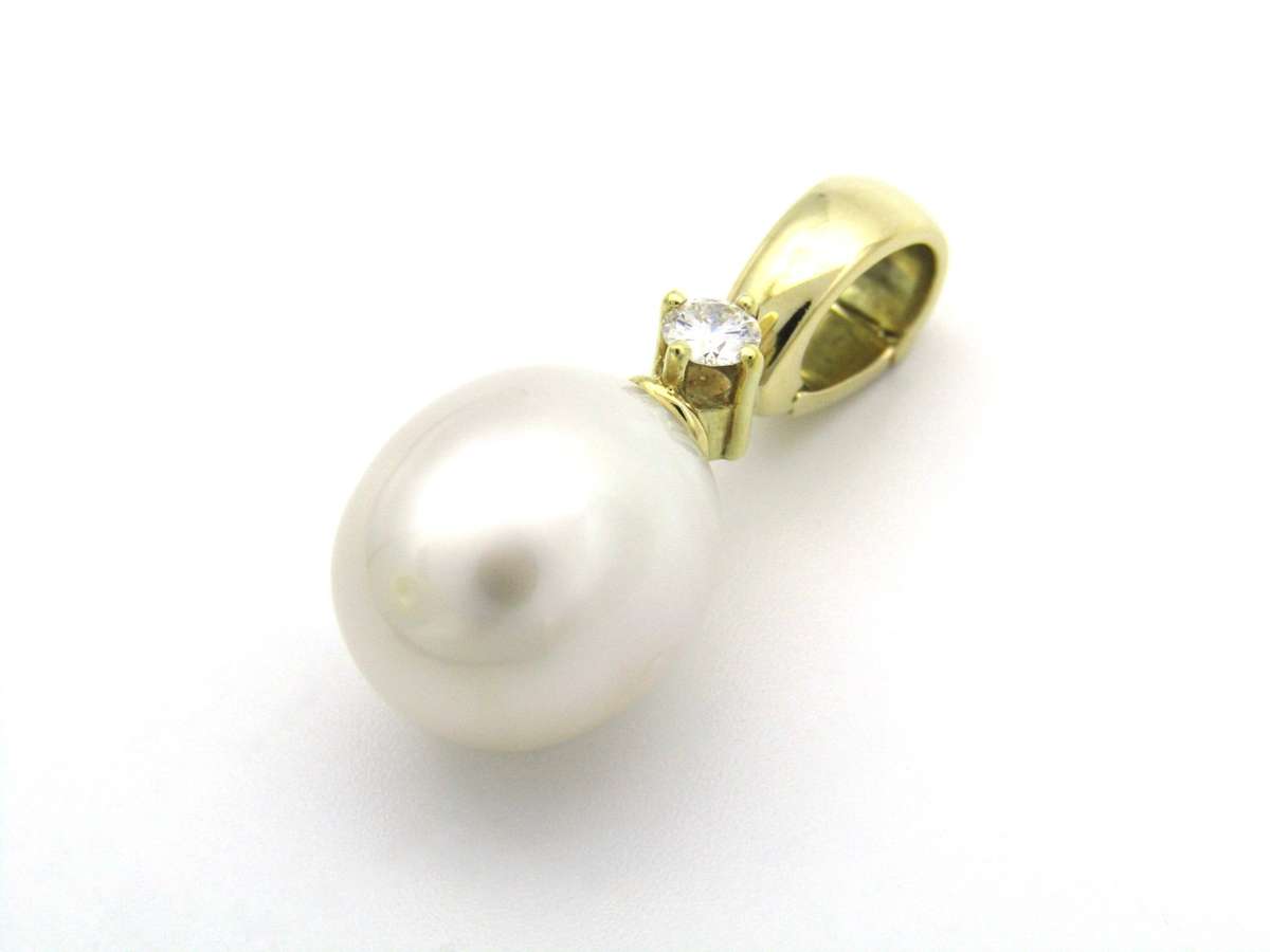14K gold South Sea pearl and diamond enhancer/pendant.