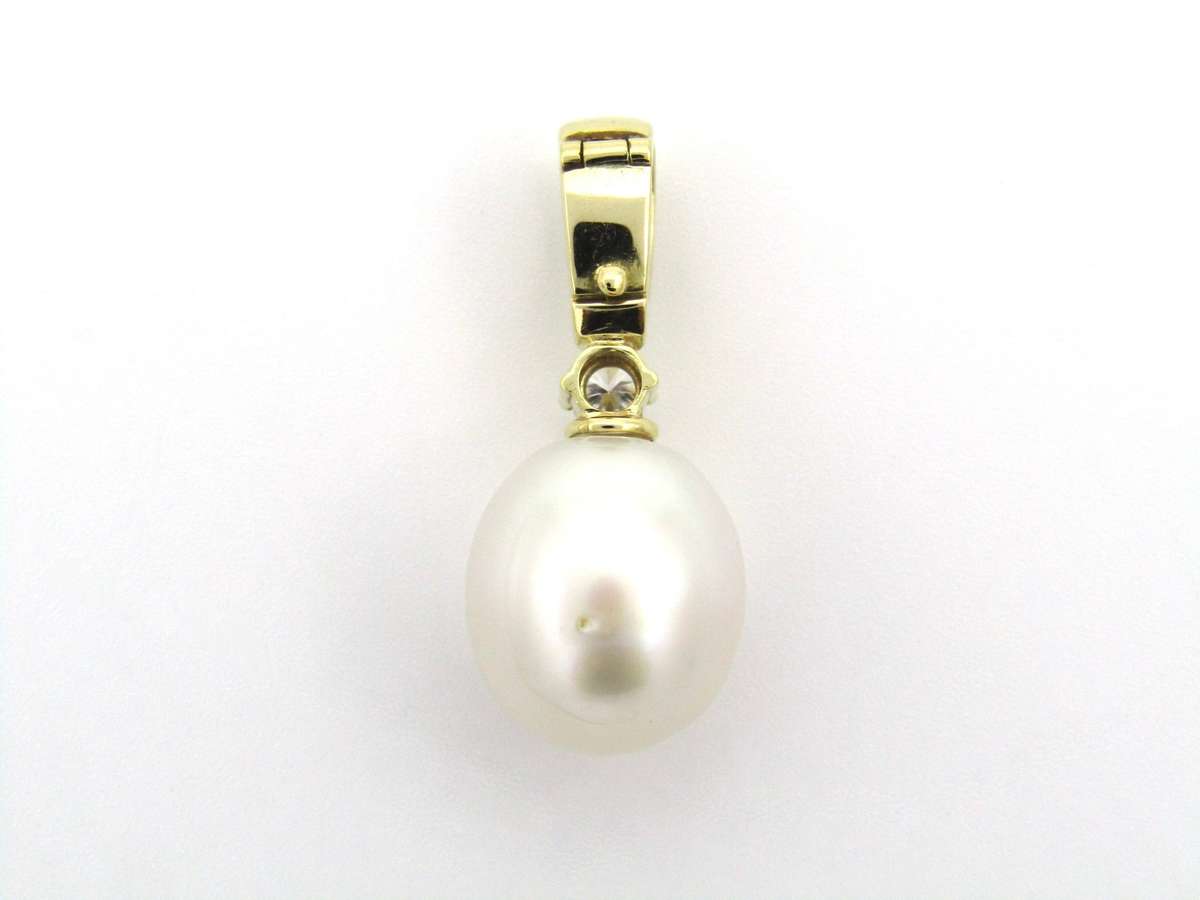 14K gold South Sea pearl and diamond enhancer/pendant.