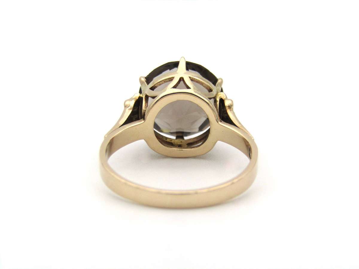 9K gold smoky quartz ring, circa 1970's.