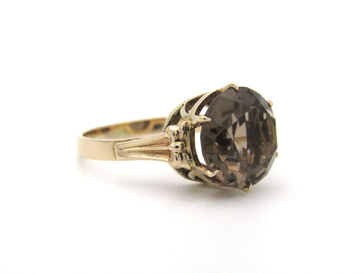 9K gold smoky quartz ring, circa 1970's.