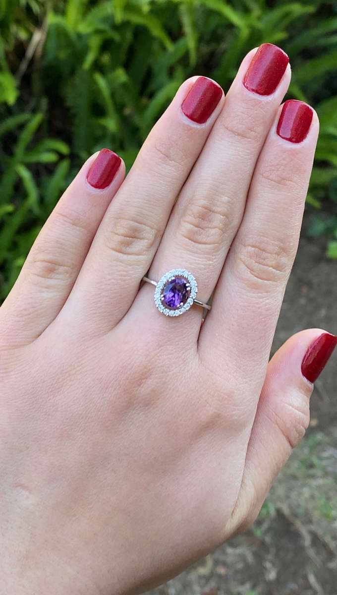 18K gold amethyst and diamond ring.