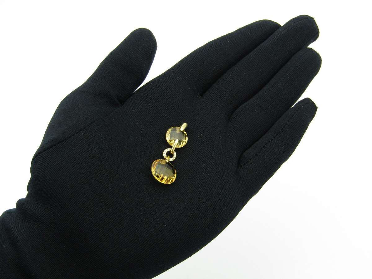 18K gold citrine and diamond pendant by Kiara.