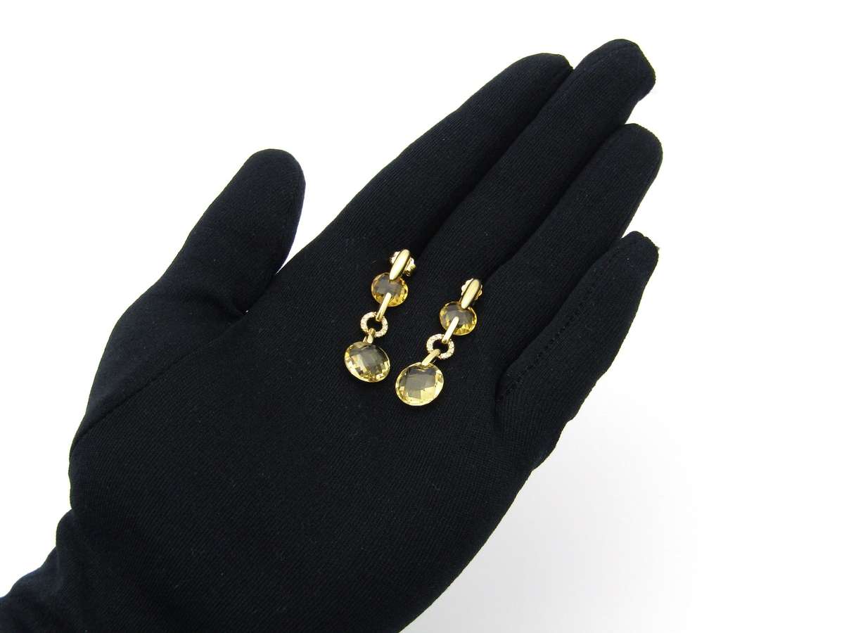 18K gold citrine and diamond earrings by Kiara.