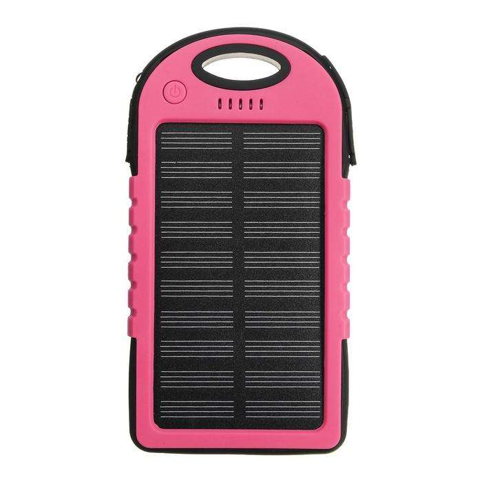 5000Mah Portable Waterproof Solar Charger Dual Usb External Battery Power Bank - Pink
