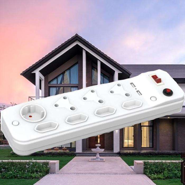 8 Way Multi Plug With 2 USB Ports