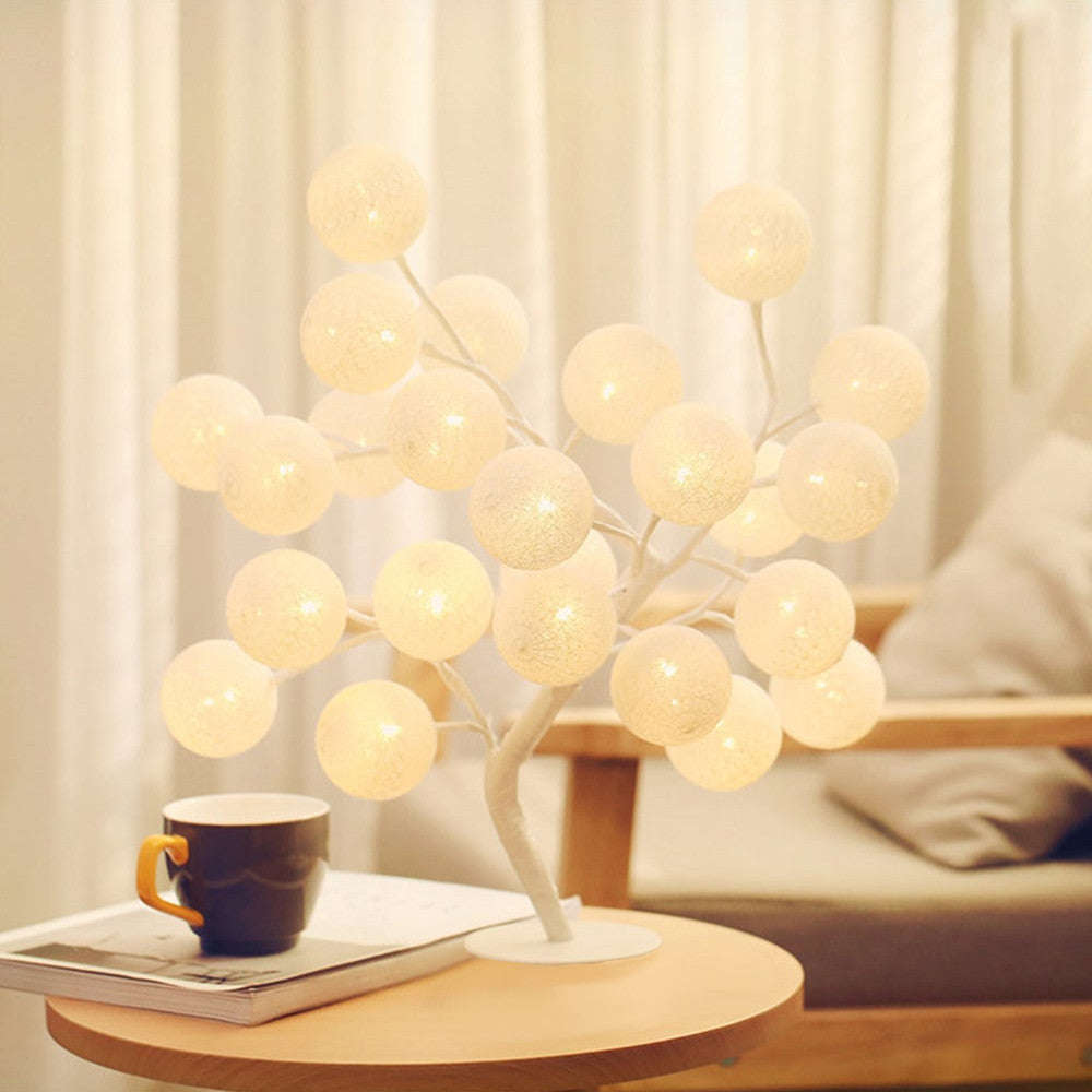 LED Cotton Ball Tree - White