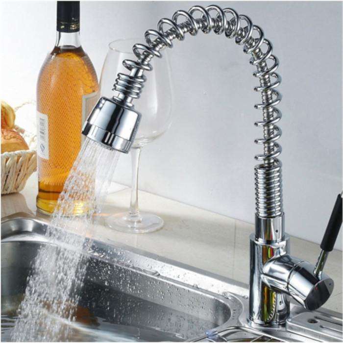 Chrome Finish Solid Brass Spring Pull Down Kitchen Faucet