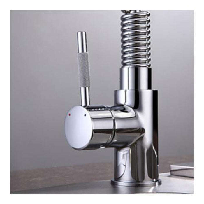 Chrome Finish Solid Brass Spring Pull Down Kitchen Faucet