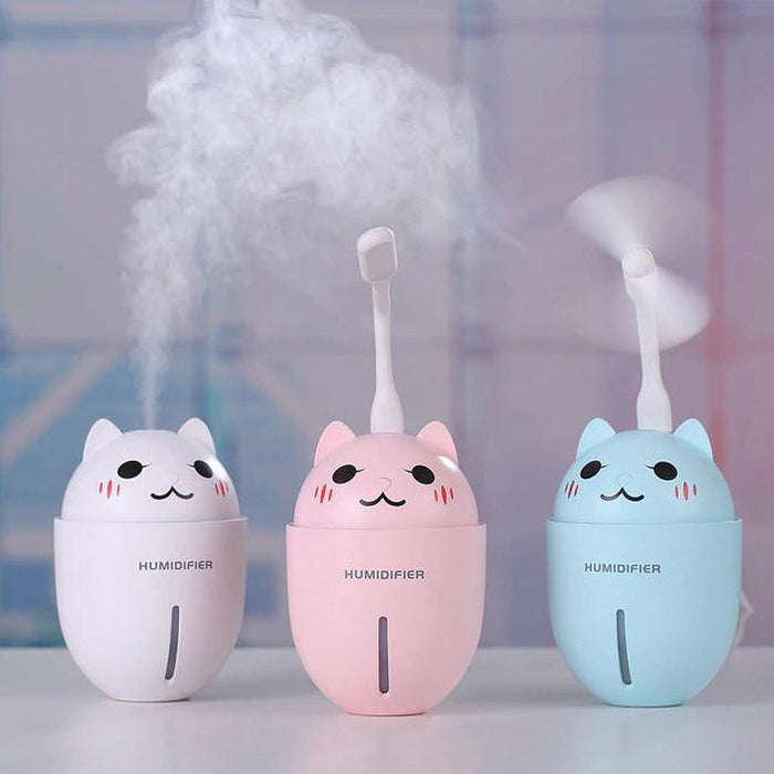 Cute Cat Humidifier With Fan And LED