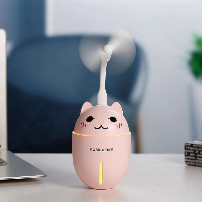 Cute Cat Humidifier With Fan And LED
