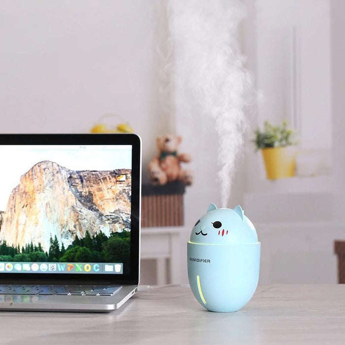 Cute Cat Humidifier With Fan And LED