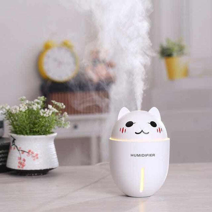 Cute Cat Humidifier With Fan And LED