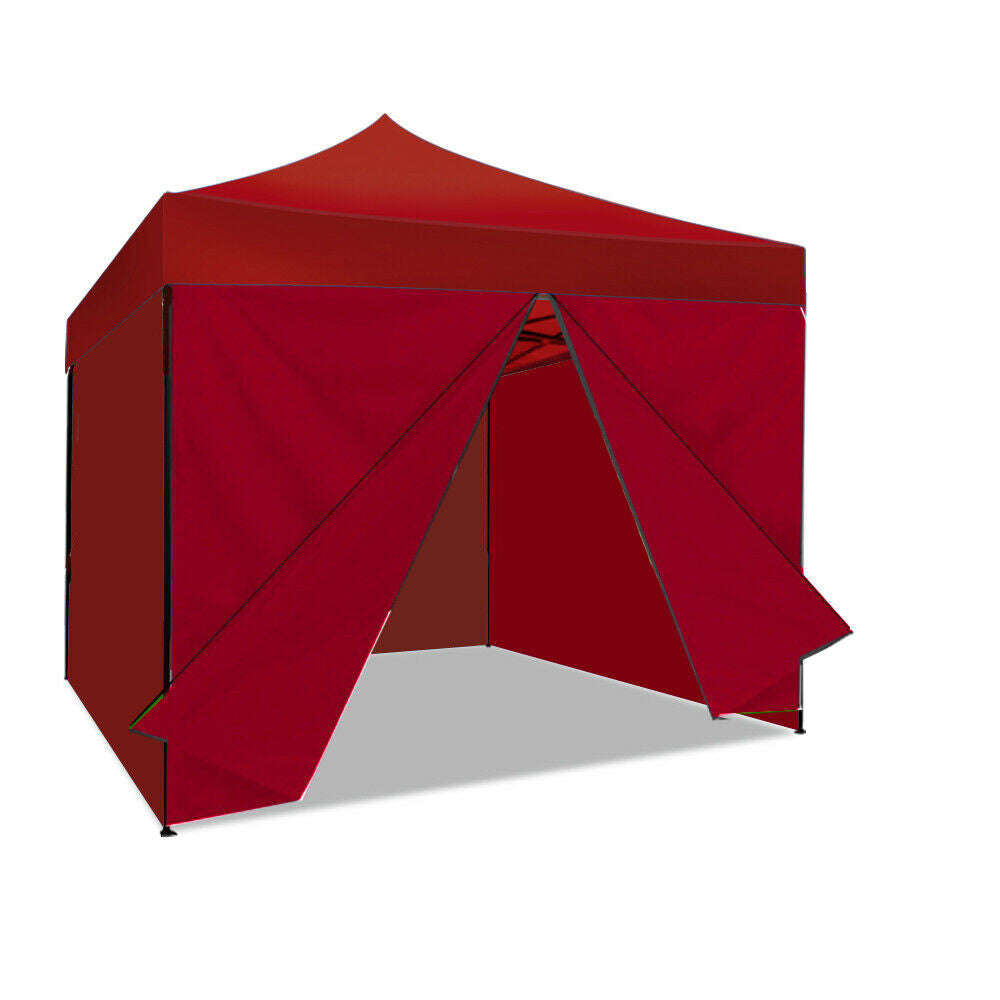 3 x 3m Gazebo With Side Panels - Red
