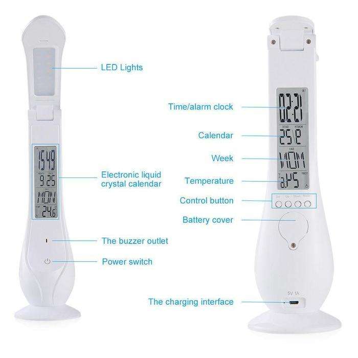LED Desk Lamp With Calendar And Alarm