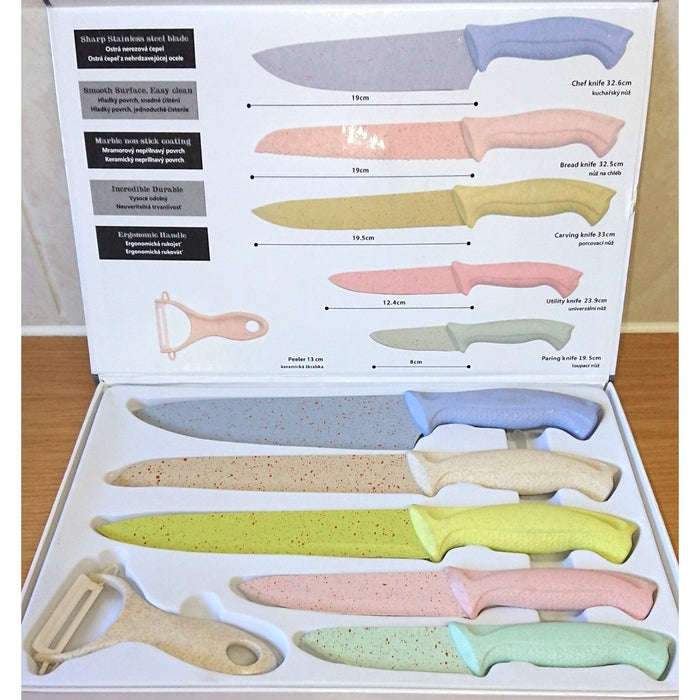 Marble Coated Pastel Knife Set