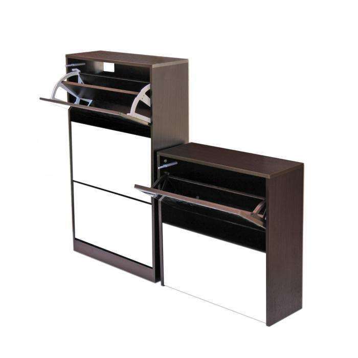 Mirror Shoe Cabinet - 3+2 Tier - Wenge