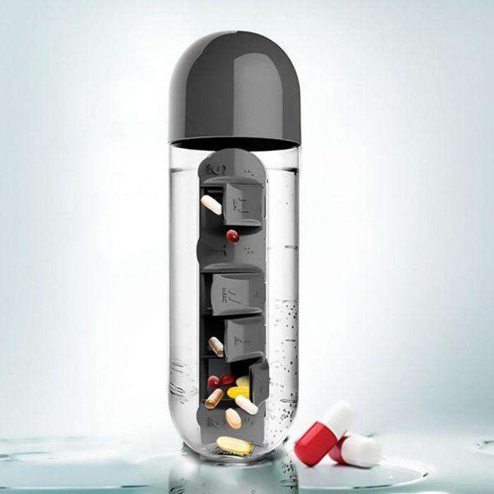 Pill & Vitamin Organizer Bottle - Black
