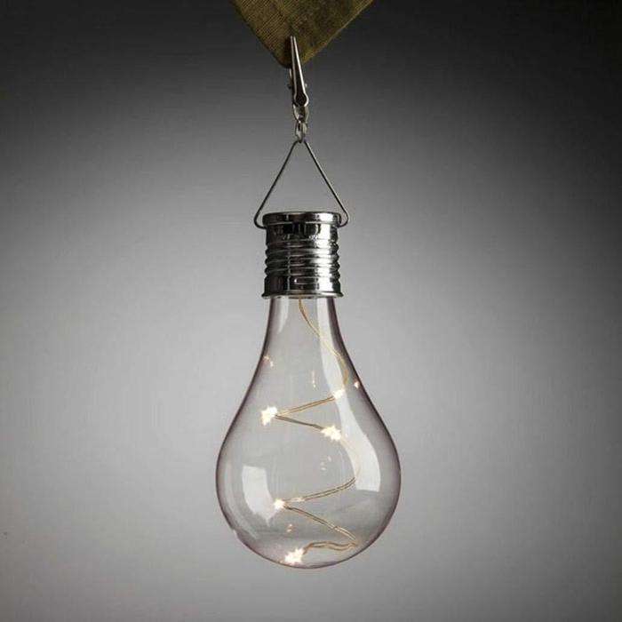 Solar Powered 4 Bulb LED Lights - White