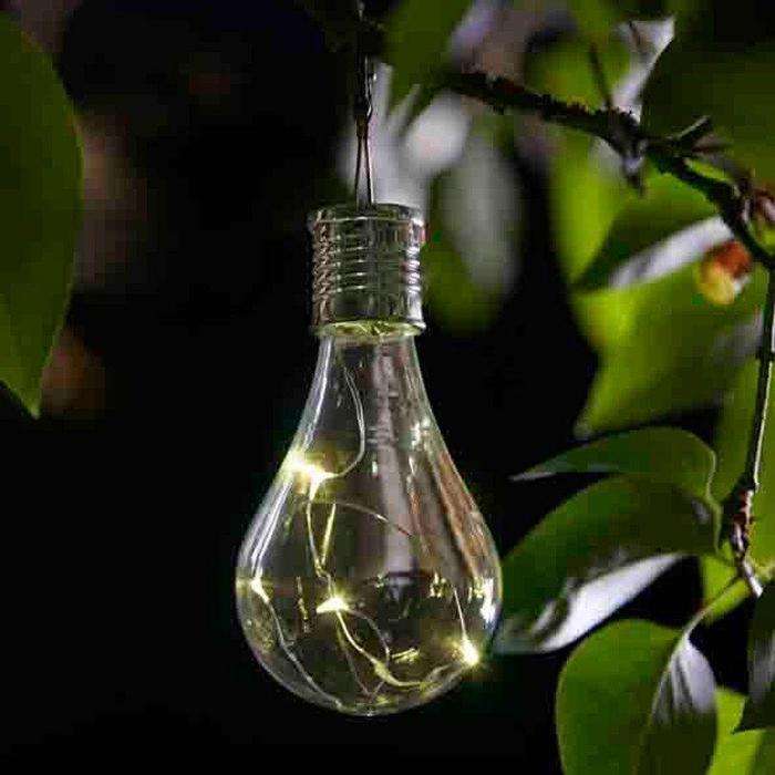 Solar Powered 4 Bulb LED Lights - White