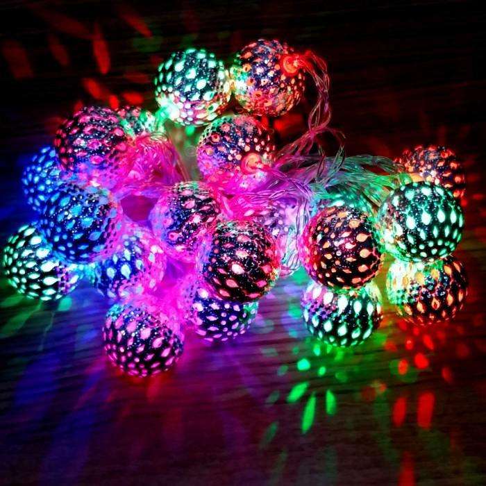 Steel Silver Ball Fairy Lights - Multi-Colored