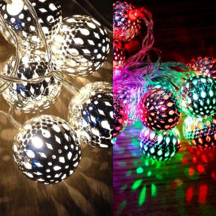 Steel Silver Ball Fairy Lights - White