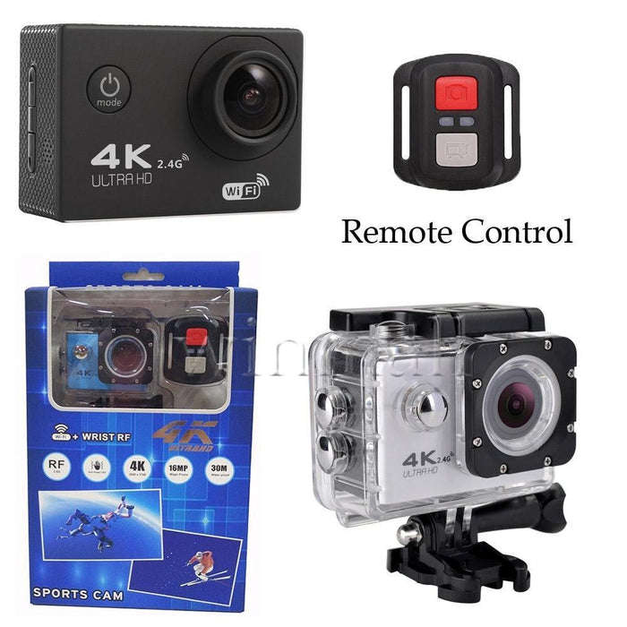 Ultra HD 4K Sports Camera With Remote Control - Black