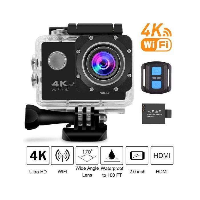 Ultra HD 4K Sports Camera With Remote Control - Black