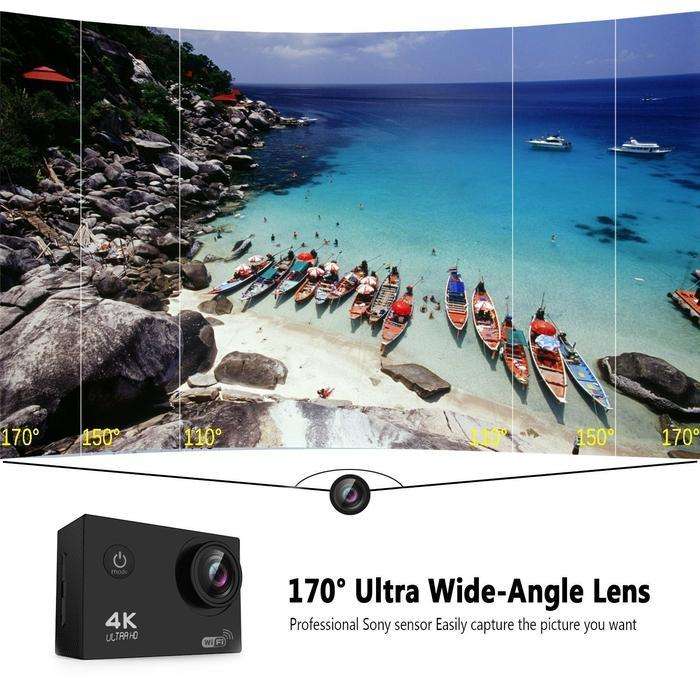 Ultra HD 4K Sports Camera With Remote Control - Black